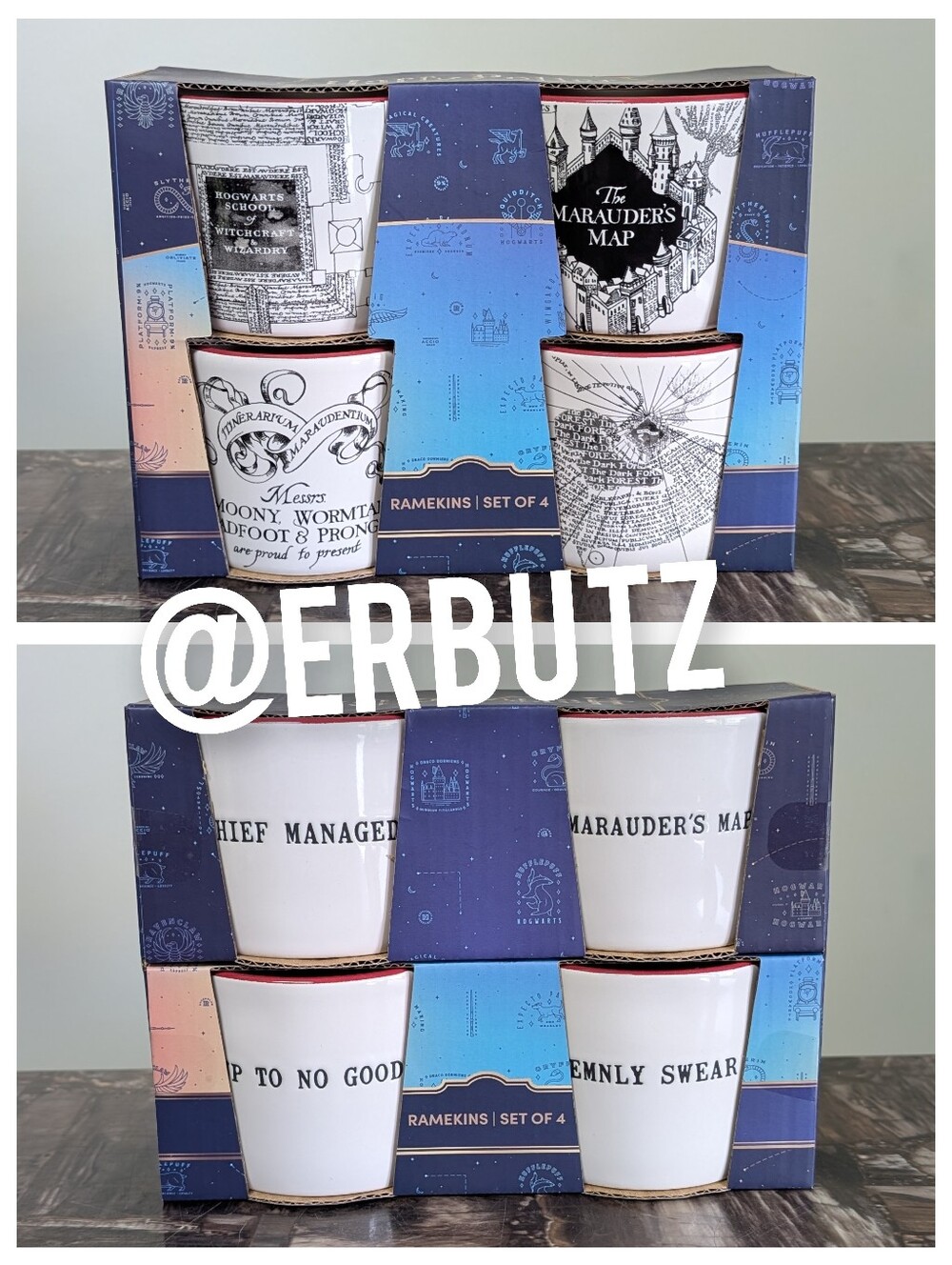 Rae Dunn x Harry Potter 4 pack Hogwarts Ramekins, Double Sided 🧙🪄